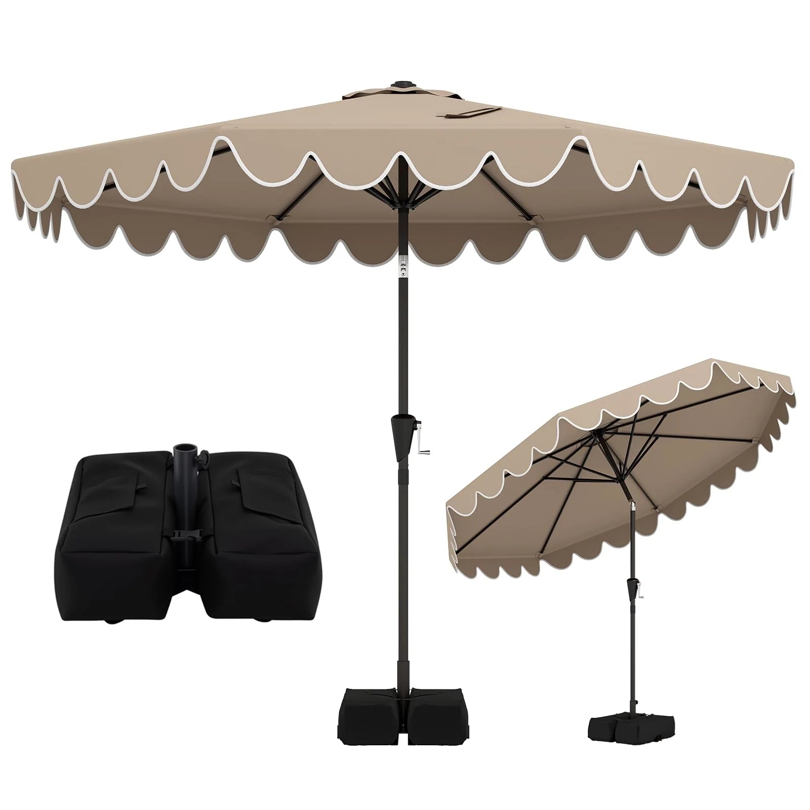 Tangkula 10 FT Patio Umbrella with Base Included with 2 Sandbags