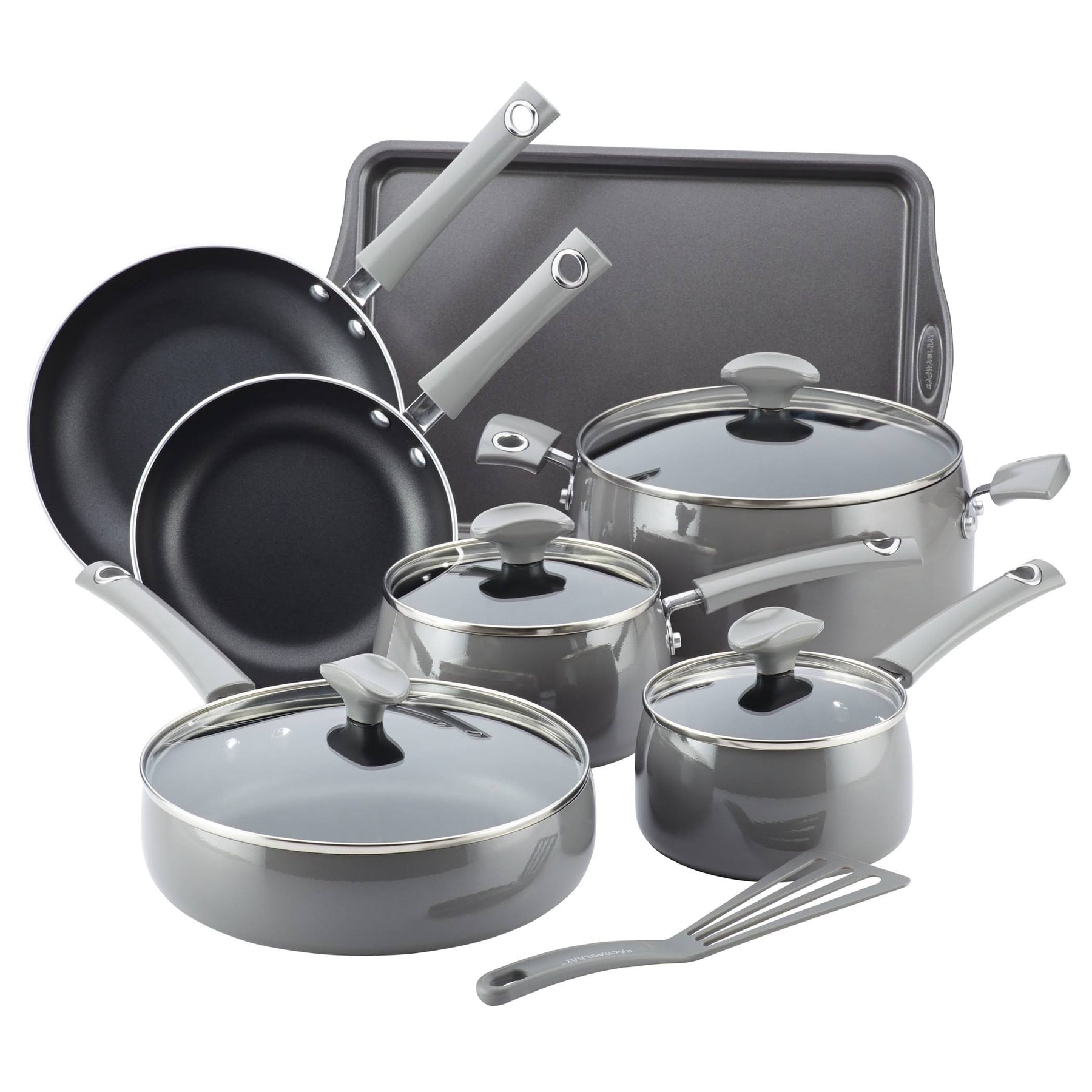 Rachael Ray Cityscapes Porcelain Enamel 12-Piece Cookware Set/SEA Salt Gray