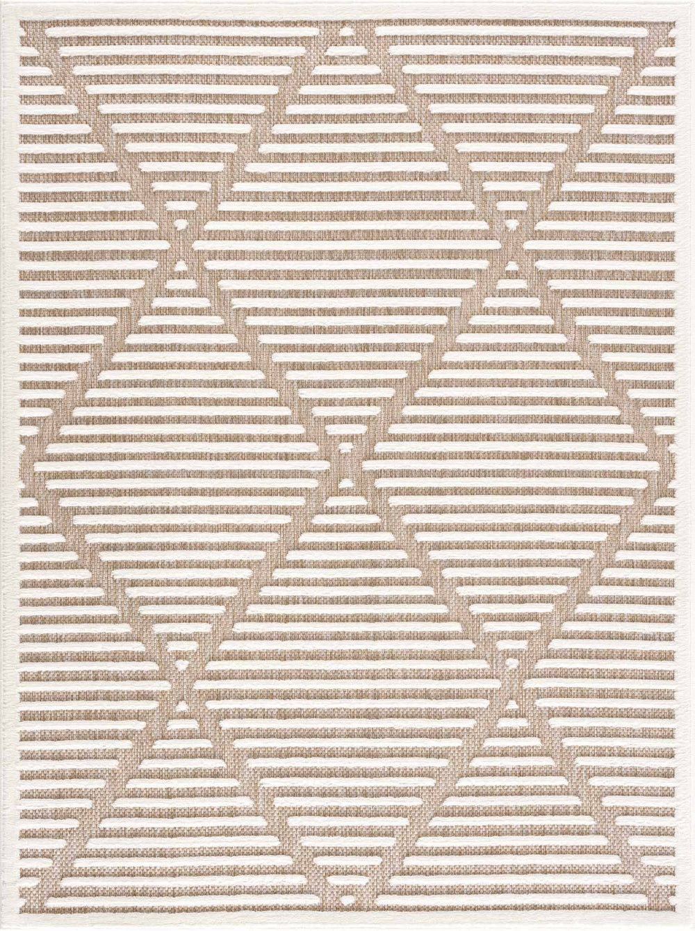 Hauteloom Anah Living Room, Bedroom Patio Outdoor Area Rug - Beige, White, Brown - 5'3 inch x 7', Size: 5'3 x 7'