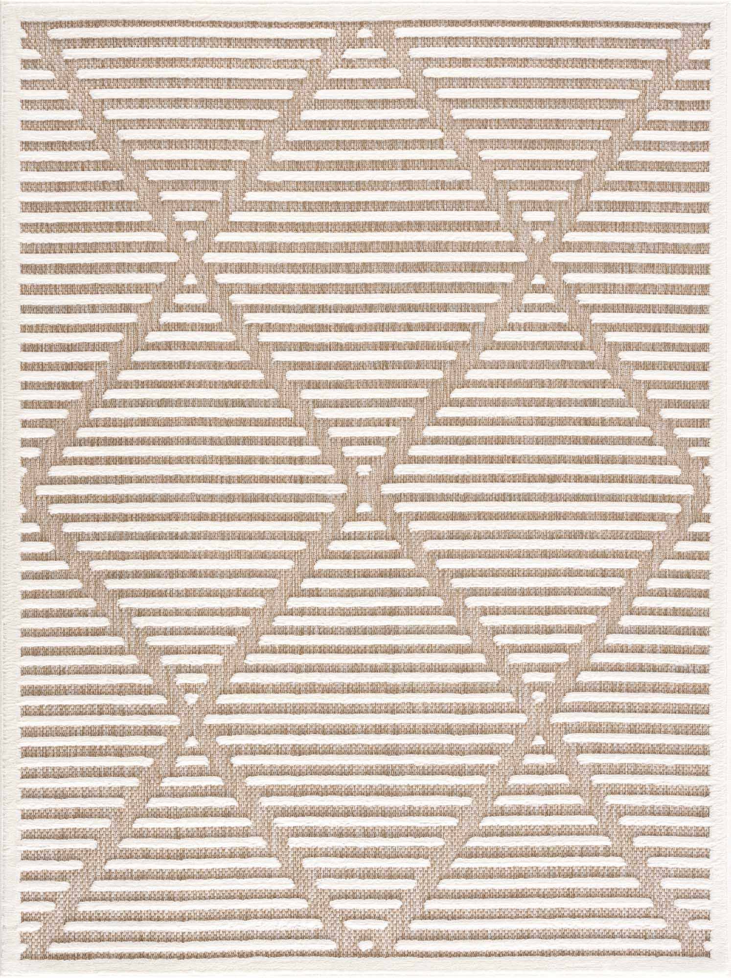 Hauteloom Anah Living Room, Bedroom Patio Outdoor Area Rug - Beige, White, Brown - 5'3 inch x 7', Size: 5'3 x 7'