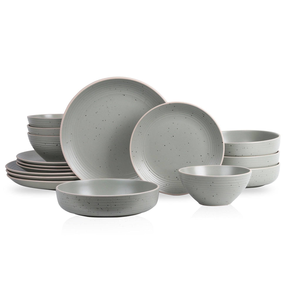 Stone Lain Lauren 16-Piece Stoneware Dinnerware Set, Service for 4, Green