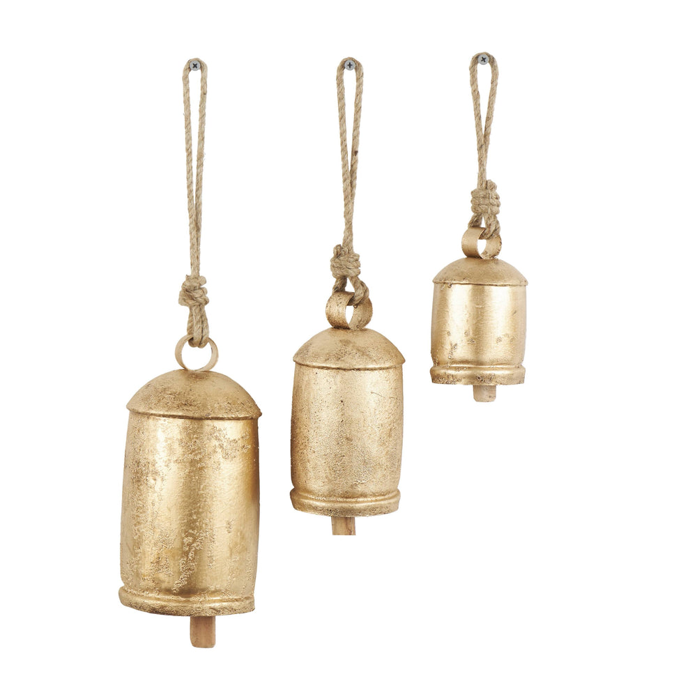 Metal Rope Cow Bell Set/3 Unique Home Accents